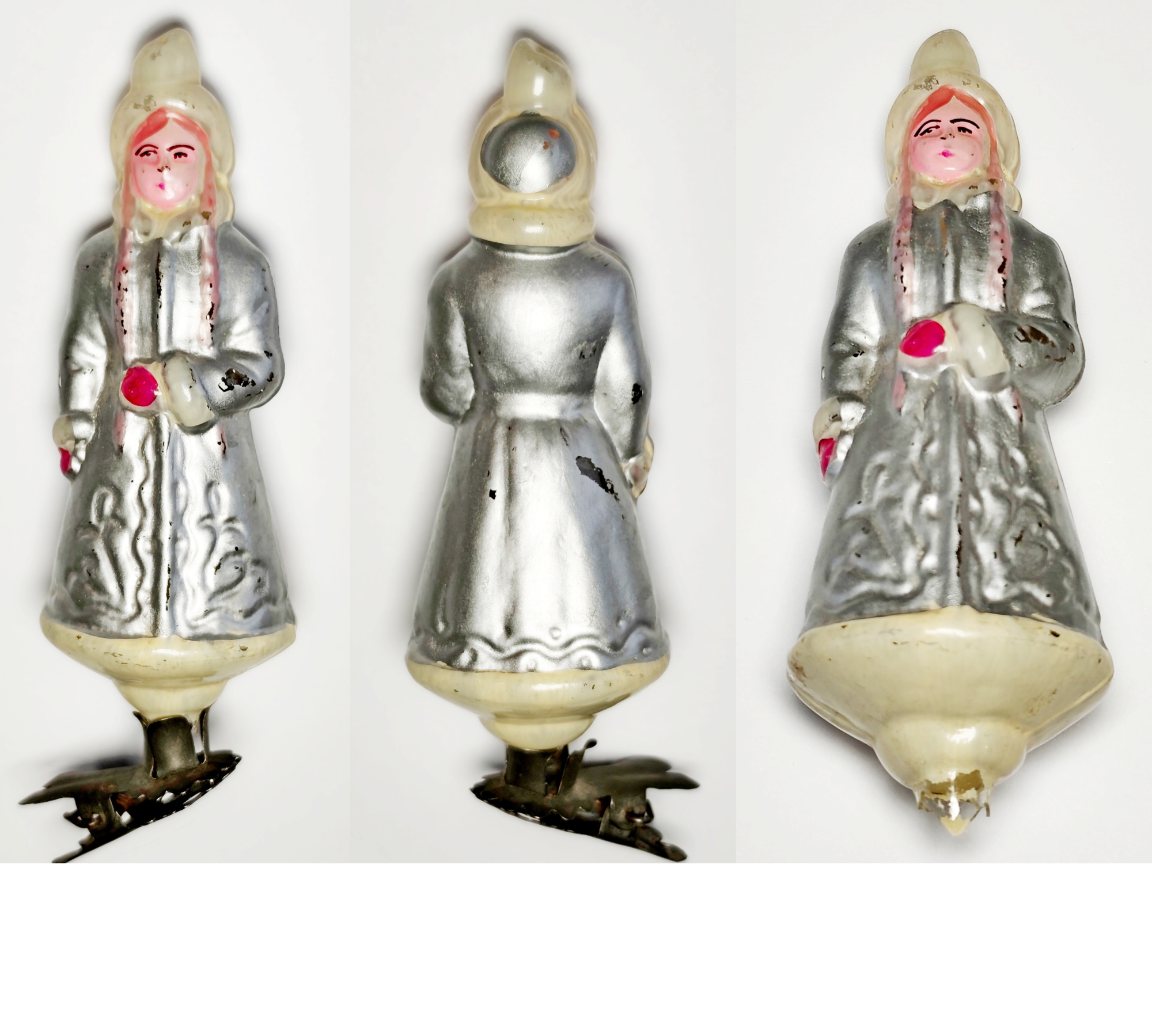 Soviet Glass Christmas Ornament: Rare Snow Maiden / Снегурочка (1950s) #2003-86