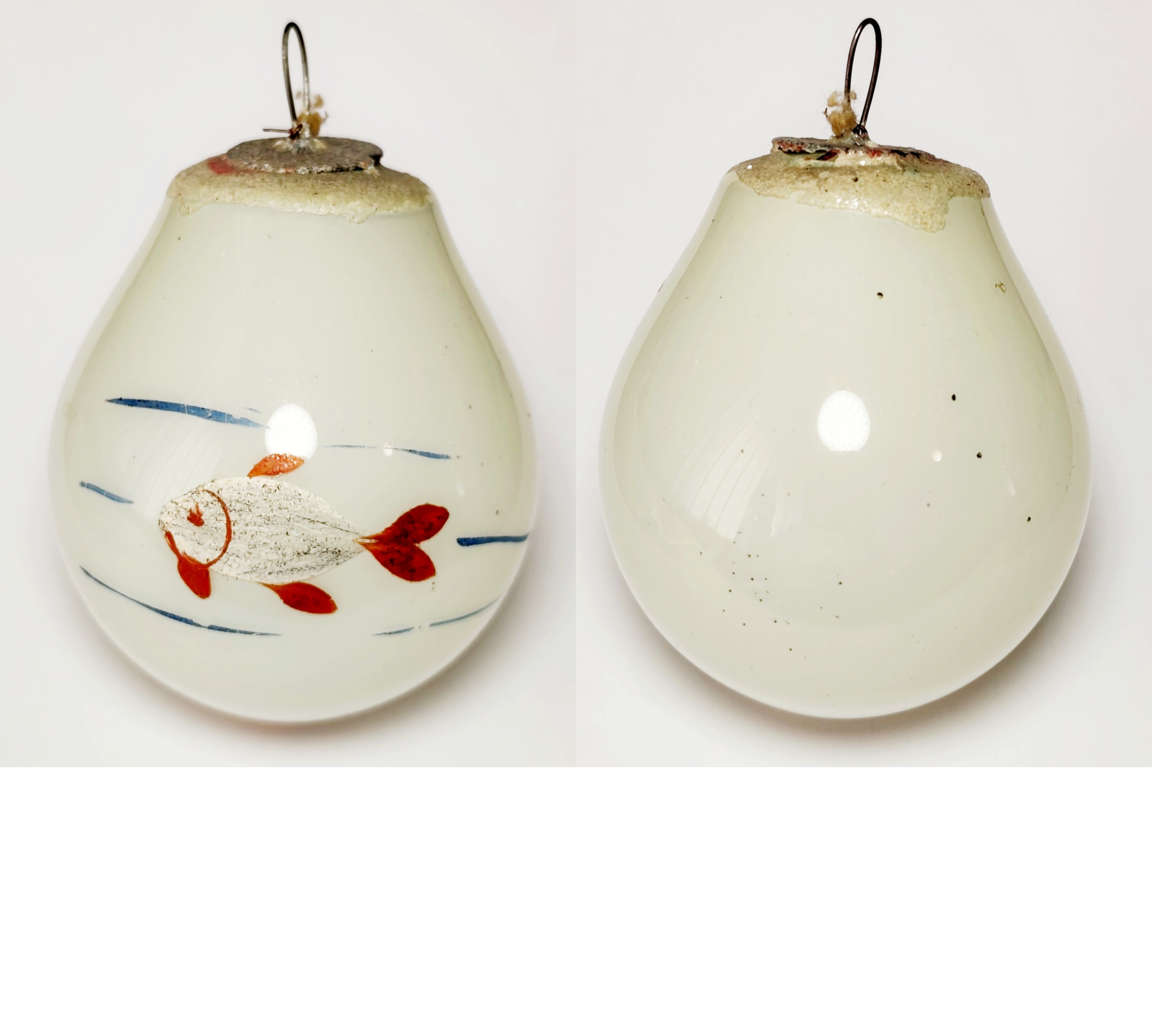 Post-War Soviet Ornament: Hand-Painted Fish on Repurposed Light Bulb #2003-74 Post-War Soviet Ornament: Hand-Painted Fish on Repurposed Light Bulb #2003-74