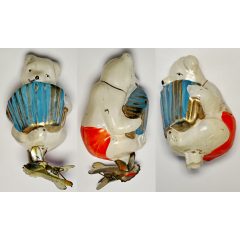 Rare 1950s Soviet Glass Ornament: Bear with Accordion (Bayan) Vintage Toy #778-29 Rare 1950s Soviet Glass Ornament: Bear with Accordion (Bayan) Vintage Toy #778-29