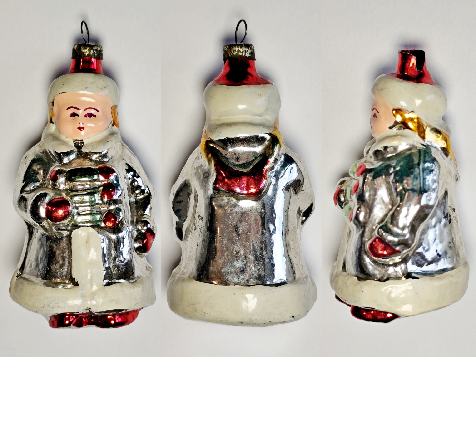Soviet Glass Christmas Ornament: Rare Snow Maiden / Снегурочка (1950s) #778-7