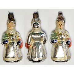 Rare 1950s Soviet Glass Ornament: The Snow Maiden (Snegurochka) Vintage #778-6