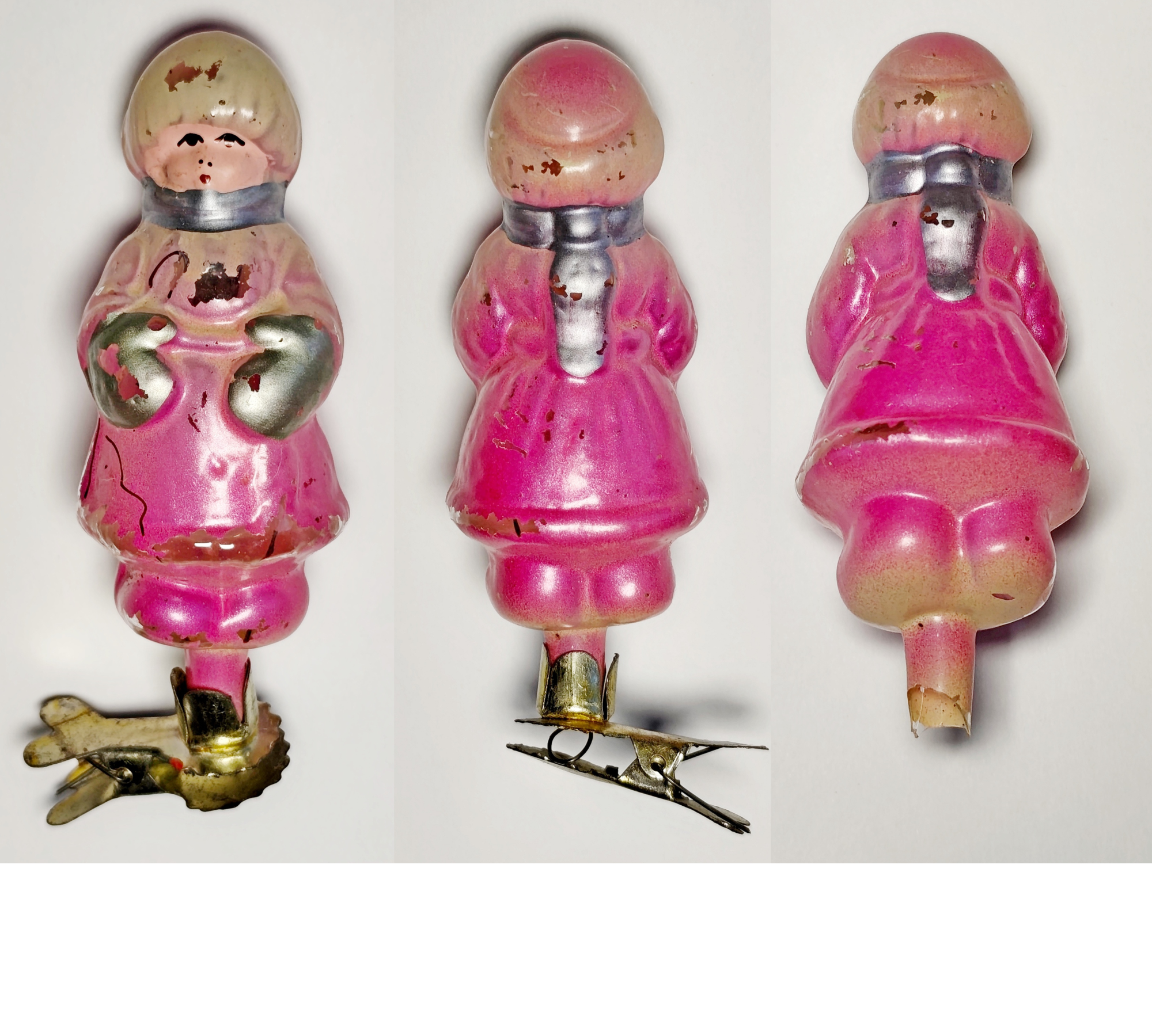 Soviet Glass Ornament: Boy in Mittens (Little Man with a Thumb) #778-12