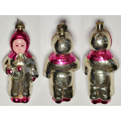 Soviet Glass Christmas Ornament Child with Rattle Baby Infant Vintage #2005-54
