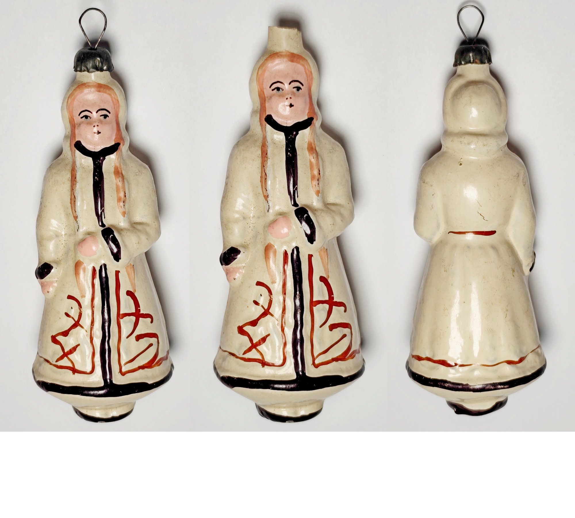 Soviet Glass Christmas Ornament: Rare Snow Maiden / Снегурочка (1980s) #2005-56