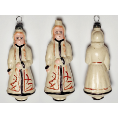 Rare 1950s Soviet Glass Ornament: The Snow Maiden (Snegurochka) Vintage #2005-56