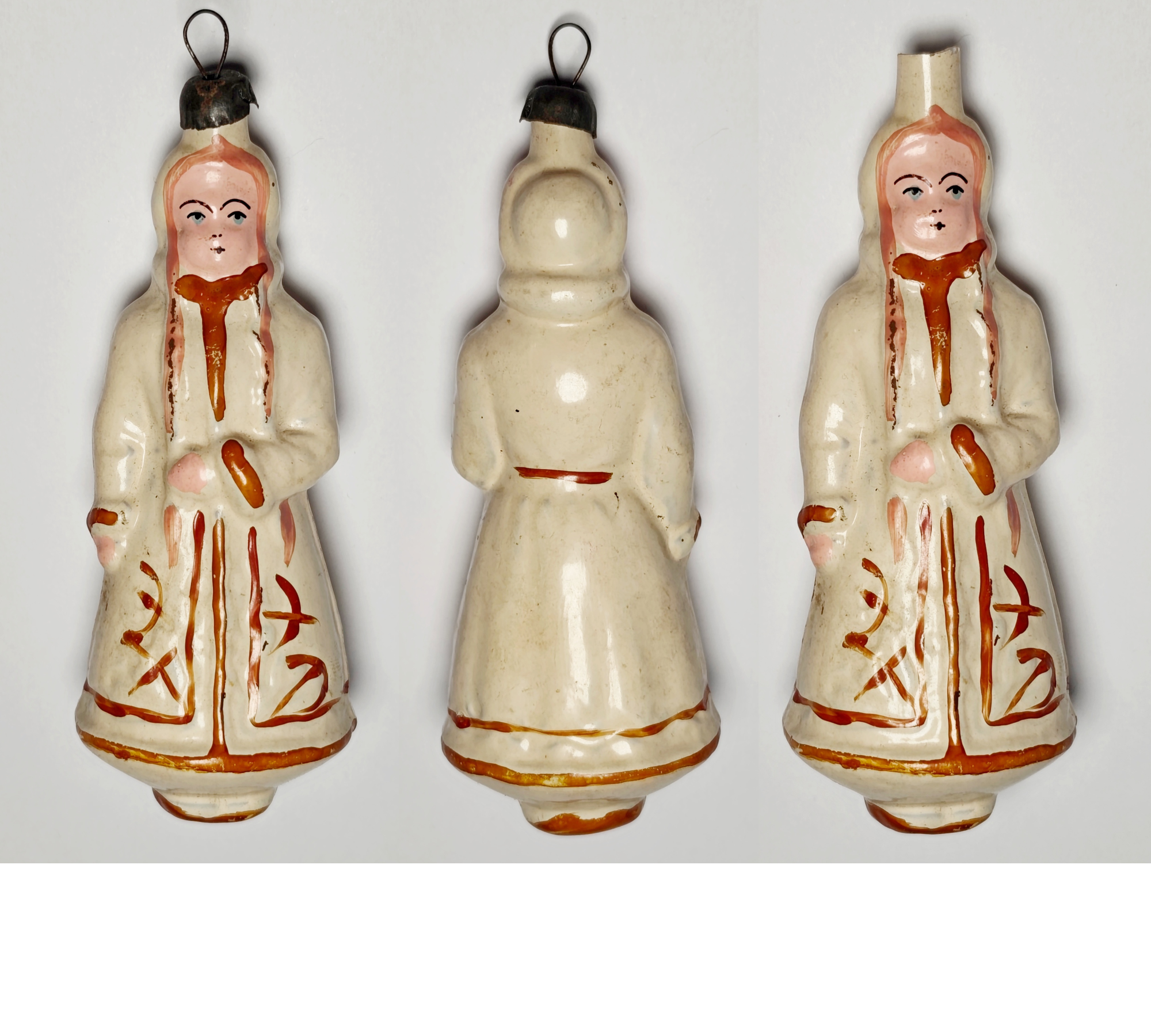 Soviet Glass Christmas Ornament: Rare Snow Maiden / Снегурочка (1980s) #2005-57