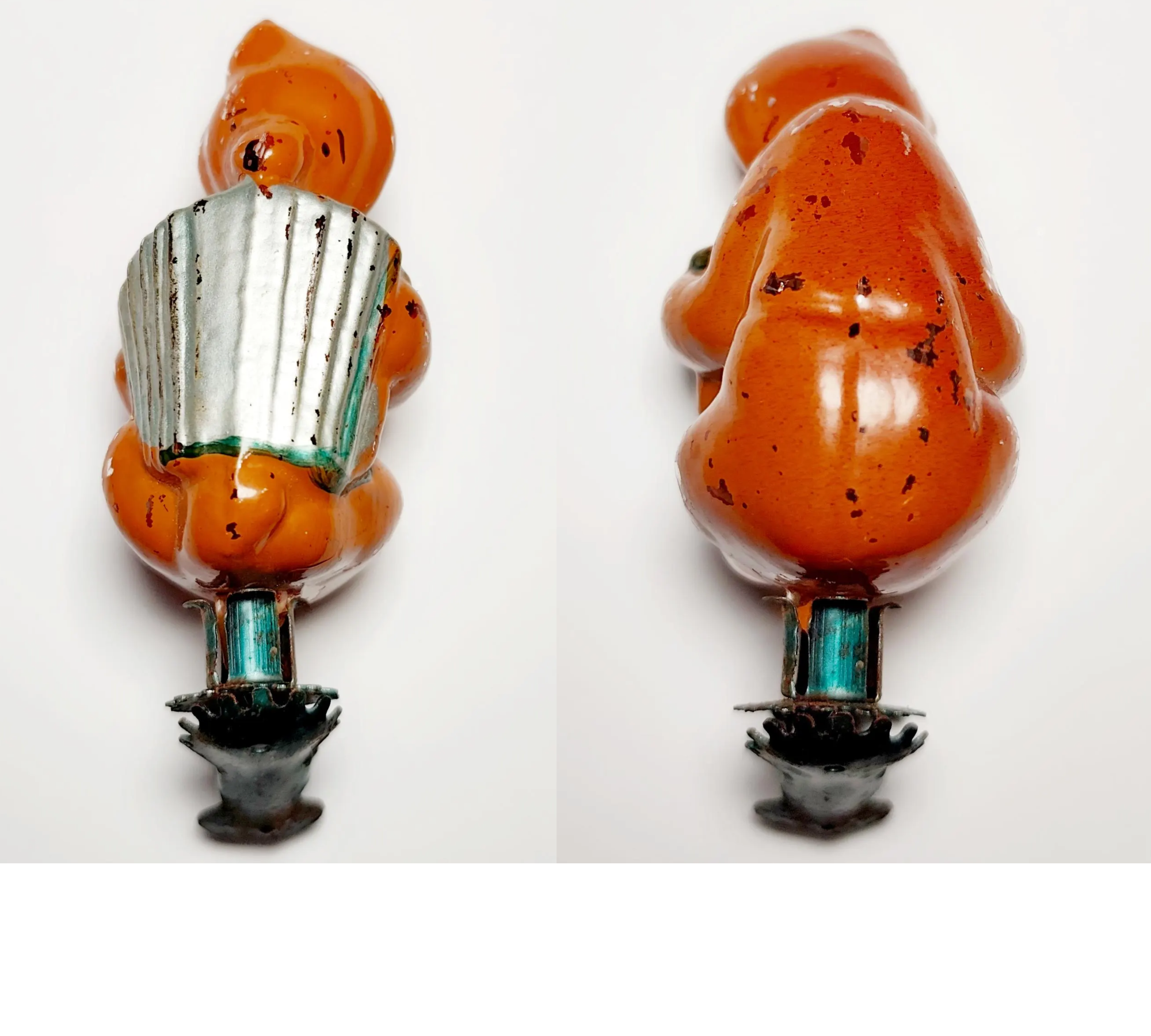 Soviet Glass Christmas Ornament: Musical Bear with Accordion (1950s Rare) #2007-6 Soviet Glass Christmas Ornament: Musical Bear with Accordion (1950s Rare) #2007-6